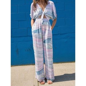 Mara Hoffman waves tie front jumpsuit